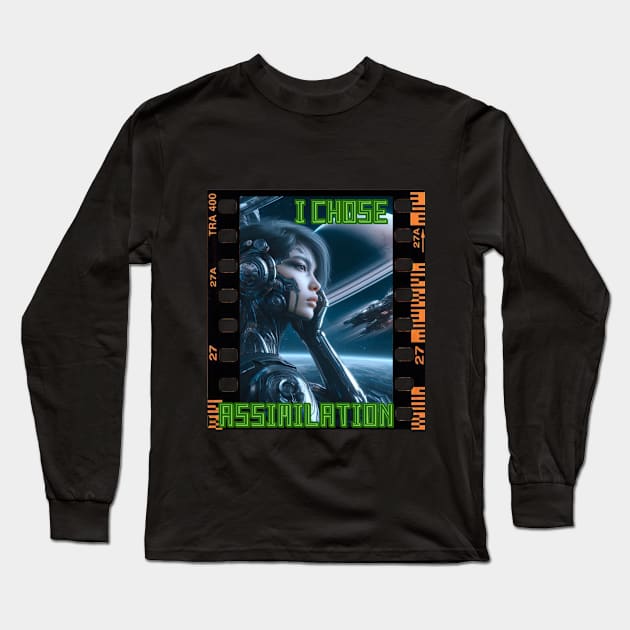 Post Human T-Shirt, AI T-Shirt, CyberFlirt Sci Fi T-Shirt Cool Mug Long Sleeve T-Shirt by SailorsDelight